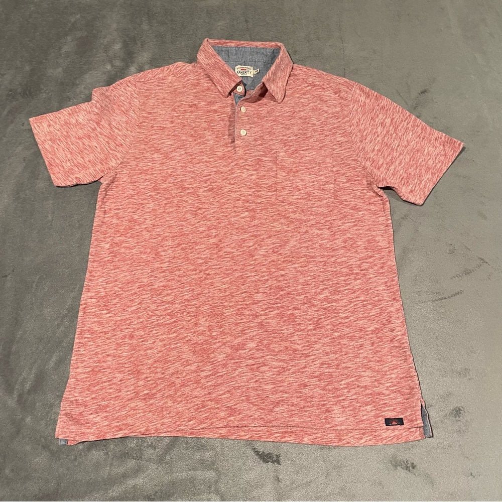 Faherty Polo Shirt Mens Medium Red Heater Lightweight Casual Beach